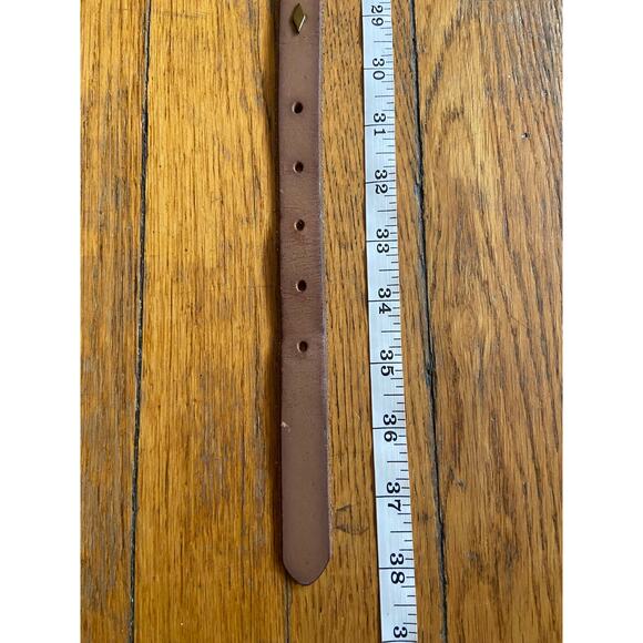 FOSSIL Distressed Skinny Tan Leather Studded Belt Womens sz XS - Picture 11 of 12